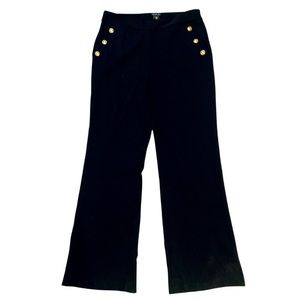 RACHEL ZOE - black wide leg trouser pants with gold buttons Size 8